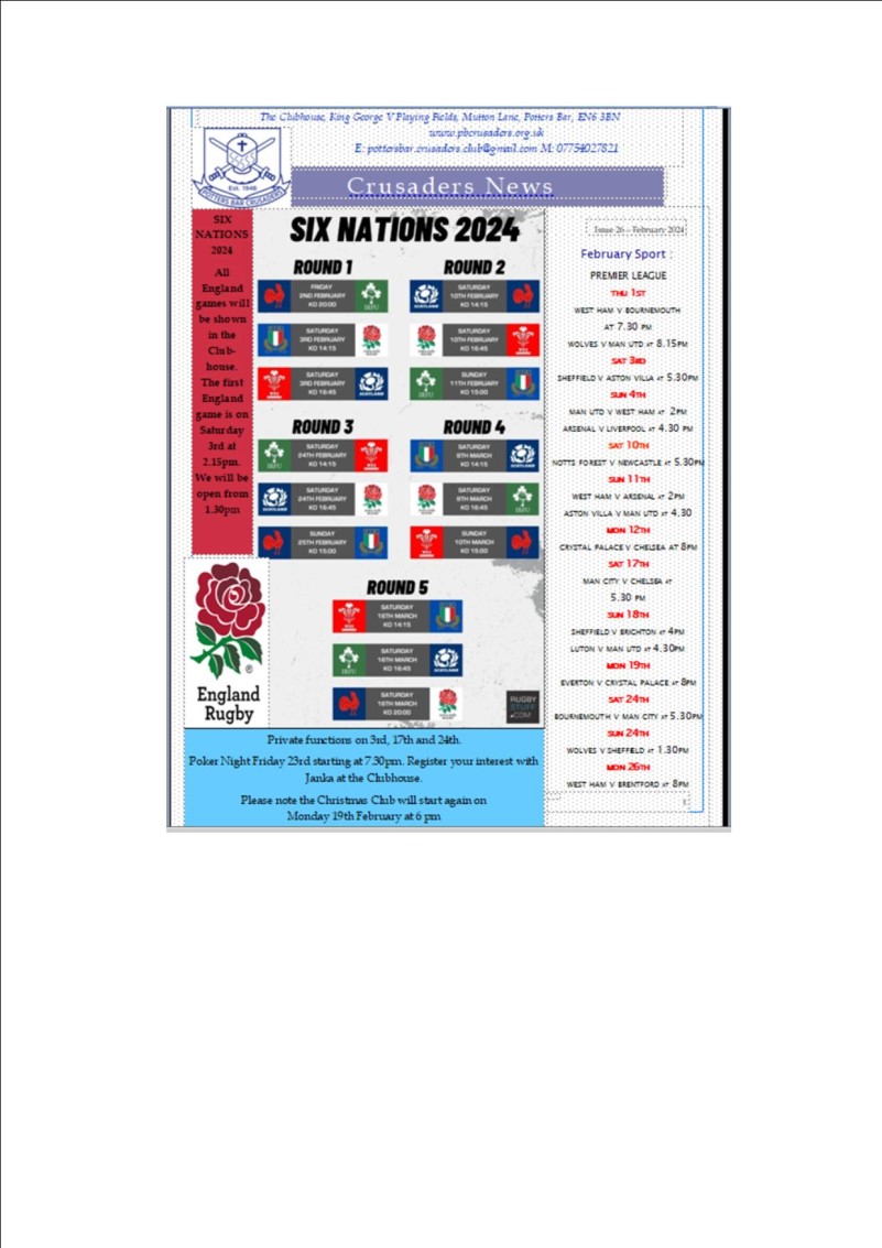 to the official website of Potters Bar Crusaders Sports and